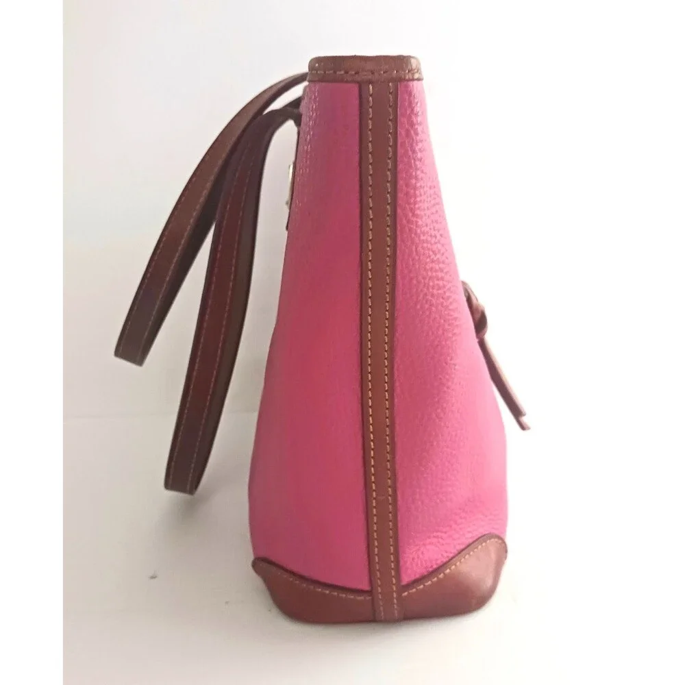 Dooney & Bourke Pink Tote Bag with Brown Trim